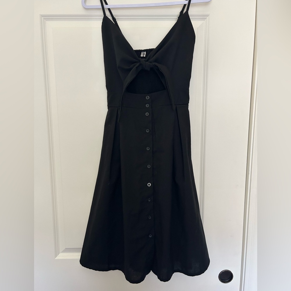 Black Spaghetti Strap Midi Dress NWOT - Picture 2 of 9